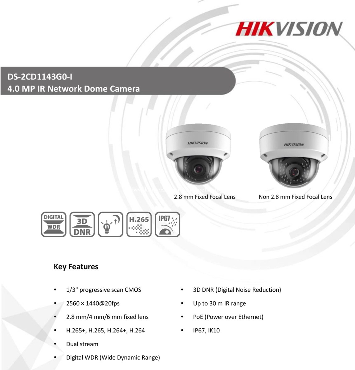 Hikvision Ds Cd G I Mp Poe Dome Ip Cameras Outdoor Security Night