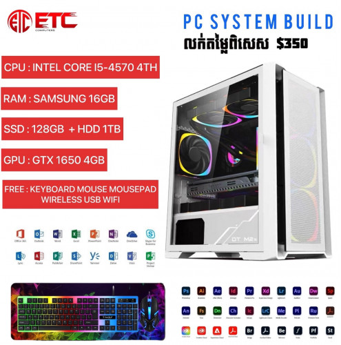 PC SYSTEM BUILT CPU INTEL I5 4TH GENERATION RAM 16GBSSD 120GB HDD