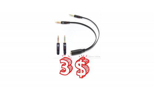 Audio Cable 2 Male to 1 Female