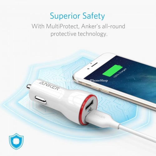 Anker PowerDrive 2 & Micro USB Cable (Car Charger) - White