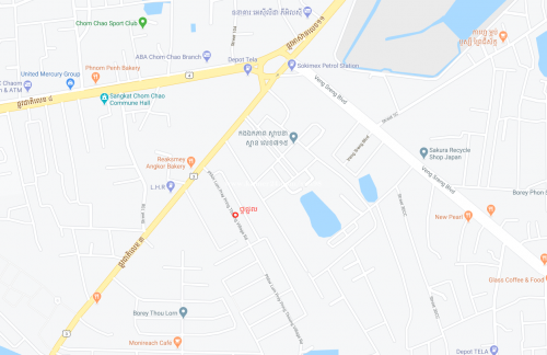 ផ្ទះជួល មានផ្លូវមុខក្រោយ ផ្លូវធំខាងមុខ​(12m) ផ្លូវខាងក្រោយ​(8m) រកស៊ីបាន ស្ថិតនៅ ចោមចៅ