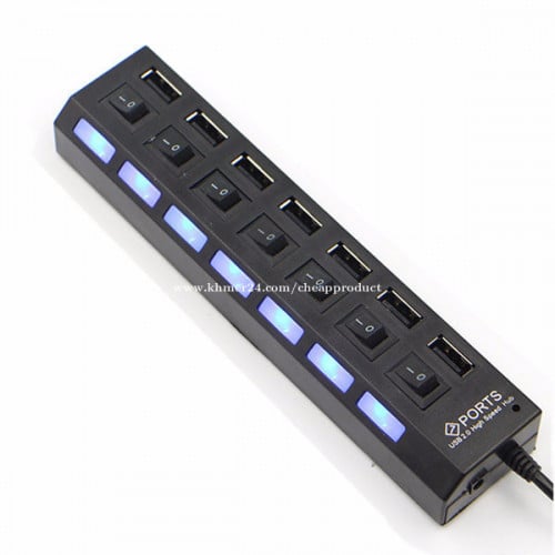 7 Port High Speed USB 2.0 Hub + ON/OFF Switch