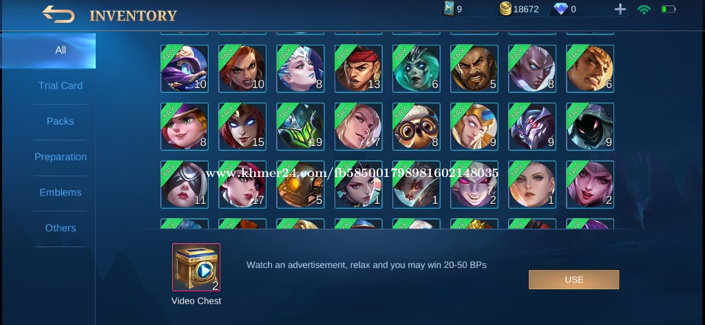 លក់ account mlbb skin 19 hero 29 free change name in Phnom Penh