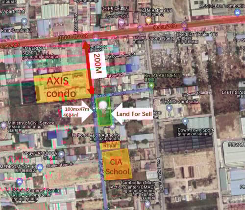 ដីលក់លើផ្លូវឌួងងៀប៣ 1050$/m2