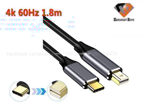 Type C to Mini DisplayPort 1.8M 4K 60Hz USB 3.1 x Mini DP Converter Adapter Cable