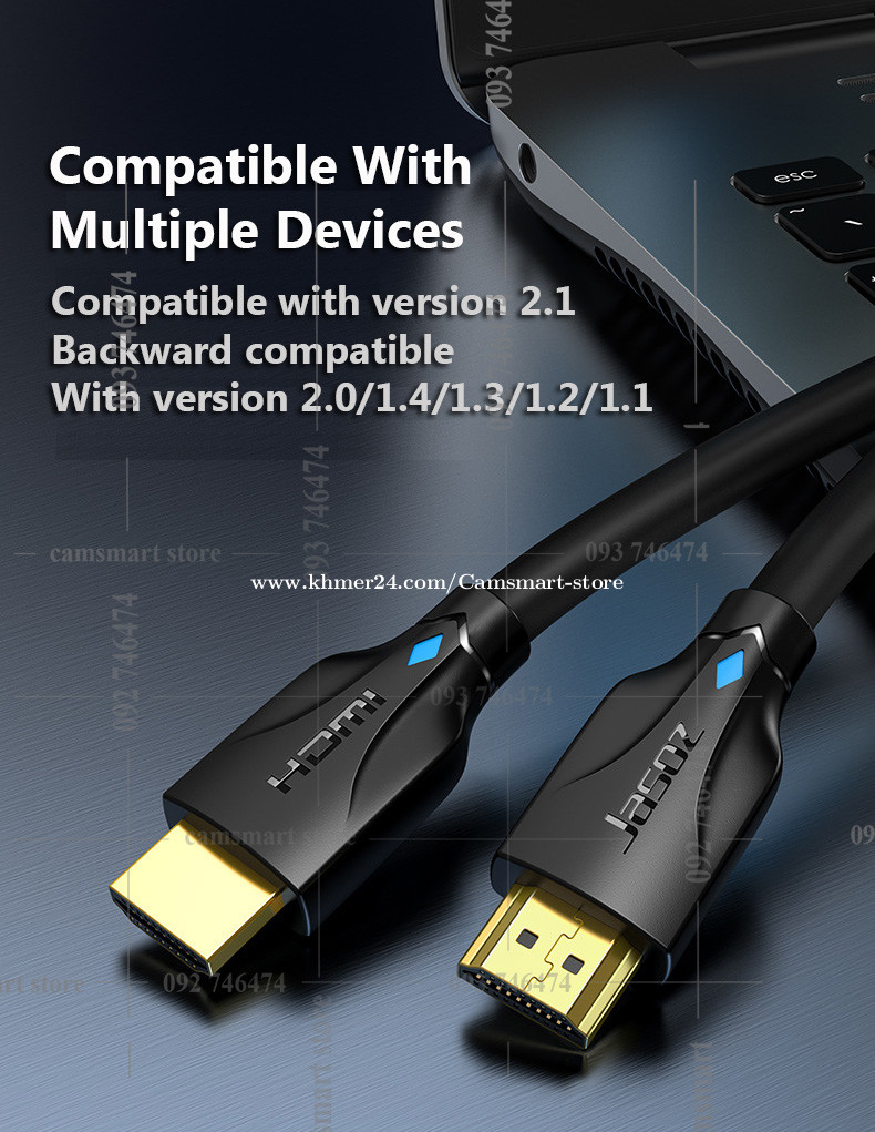 HDMI Cable HDMI 2.1 Cable 8K@60Hz 4K@120Hz High-Speed 48Gbps
