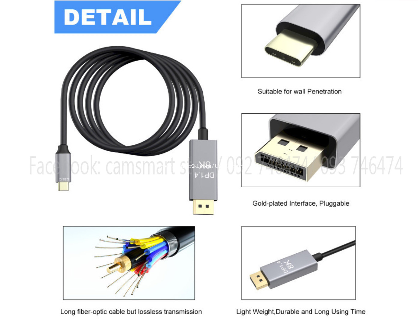 Usb 3 1 Usb C Type C To Displayport 1 4 Cable 8k 4k Hdr 165hz 60hz Displayport In Phnom Penh Cambodia On Khmer24 Com