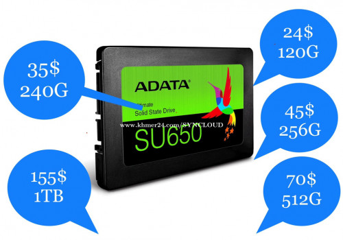 SSD ADATA 120G 24$ 240G 35$ 512G 70$ 1TB 135$