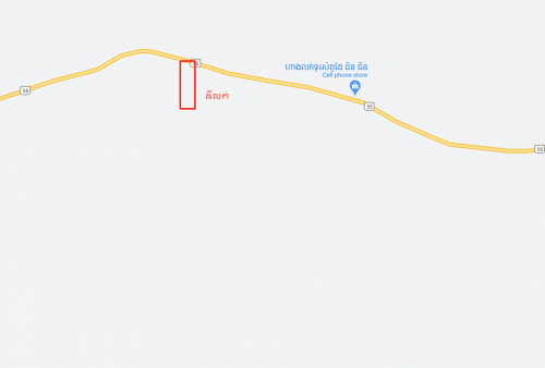 ដីលក់បន្ទាន់ ជាប់ផ្លូវជាតិលេខ 55 ផ្លូវកៅស៊ូ ពី​​ ពោធិសាត៍ ទៅ វាលវែង