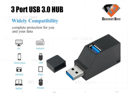3 Port USB Hub Mini USB 2.0 3.0 High Speed Hub Splitter Box