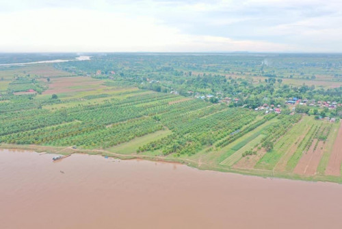 ដីលក់ តម្លៃពិសេស លើកោះខ្សាច់ទន្លា ស្រុកស្អាង ខេត្តកណ្ដាល