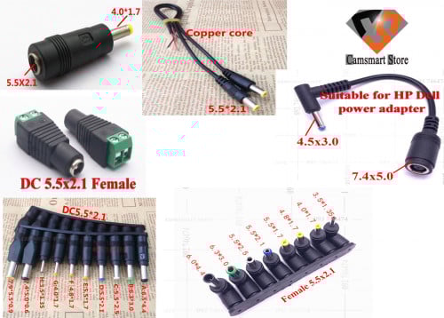 Male to Female DC power adapter Jack Plug laptop adaptor Connector