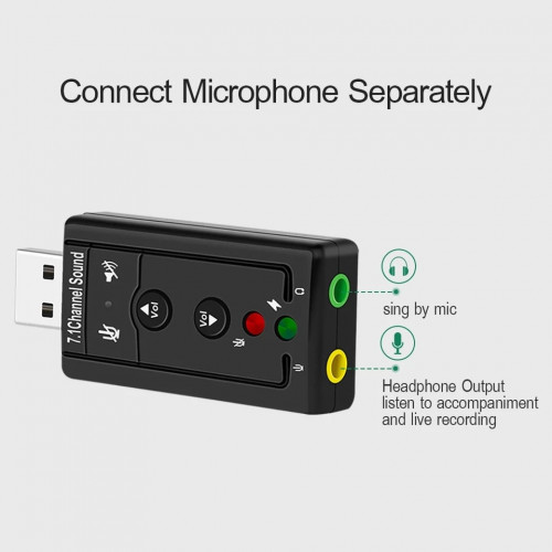 7.1 External USB Sound Card USB to Jack 3.5mm Headphone Audio Adapter