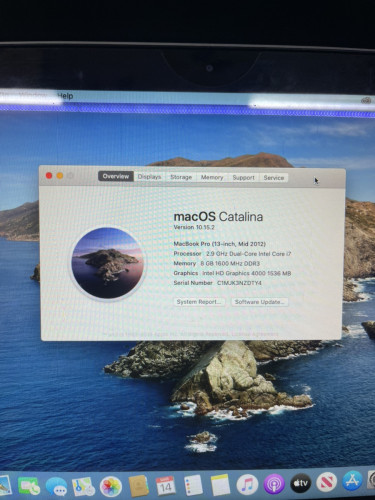 MacBook Pro 13-inch mid 2012 core i7 Ram 8gb HDD 750gb