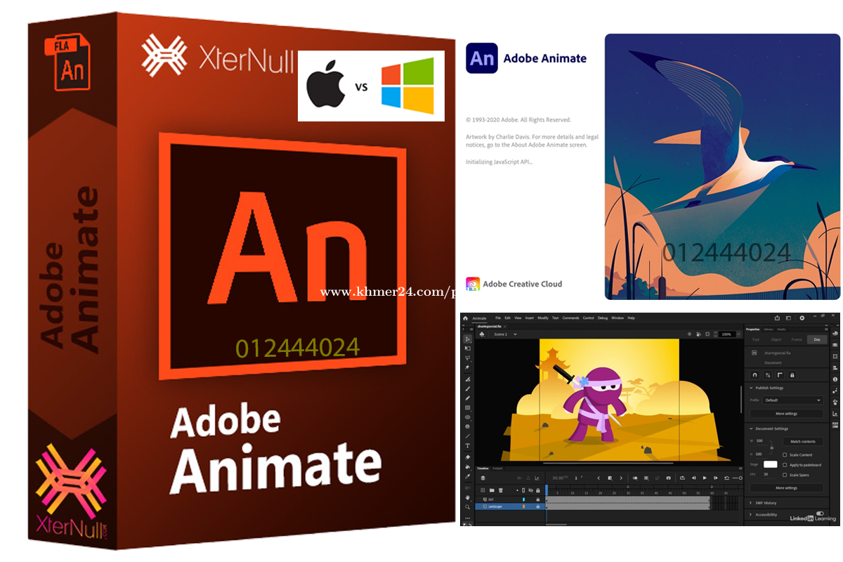 Adobe Animate 2021 Full Mac OS / Windows + Free វីដេអូមេរៀន Price $5 in  Phnom Penh, Cambodia - Dararith 