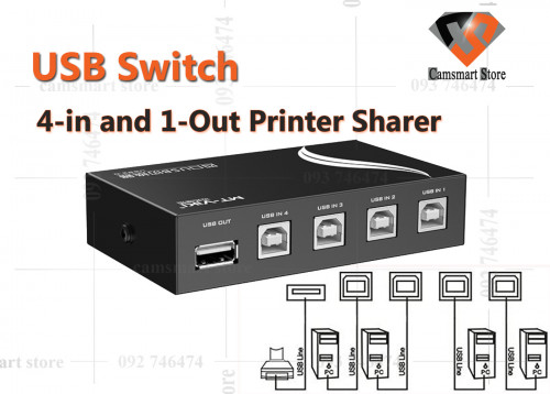 Printer Sharer USB Switch 4 PC Selector