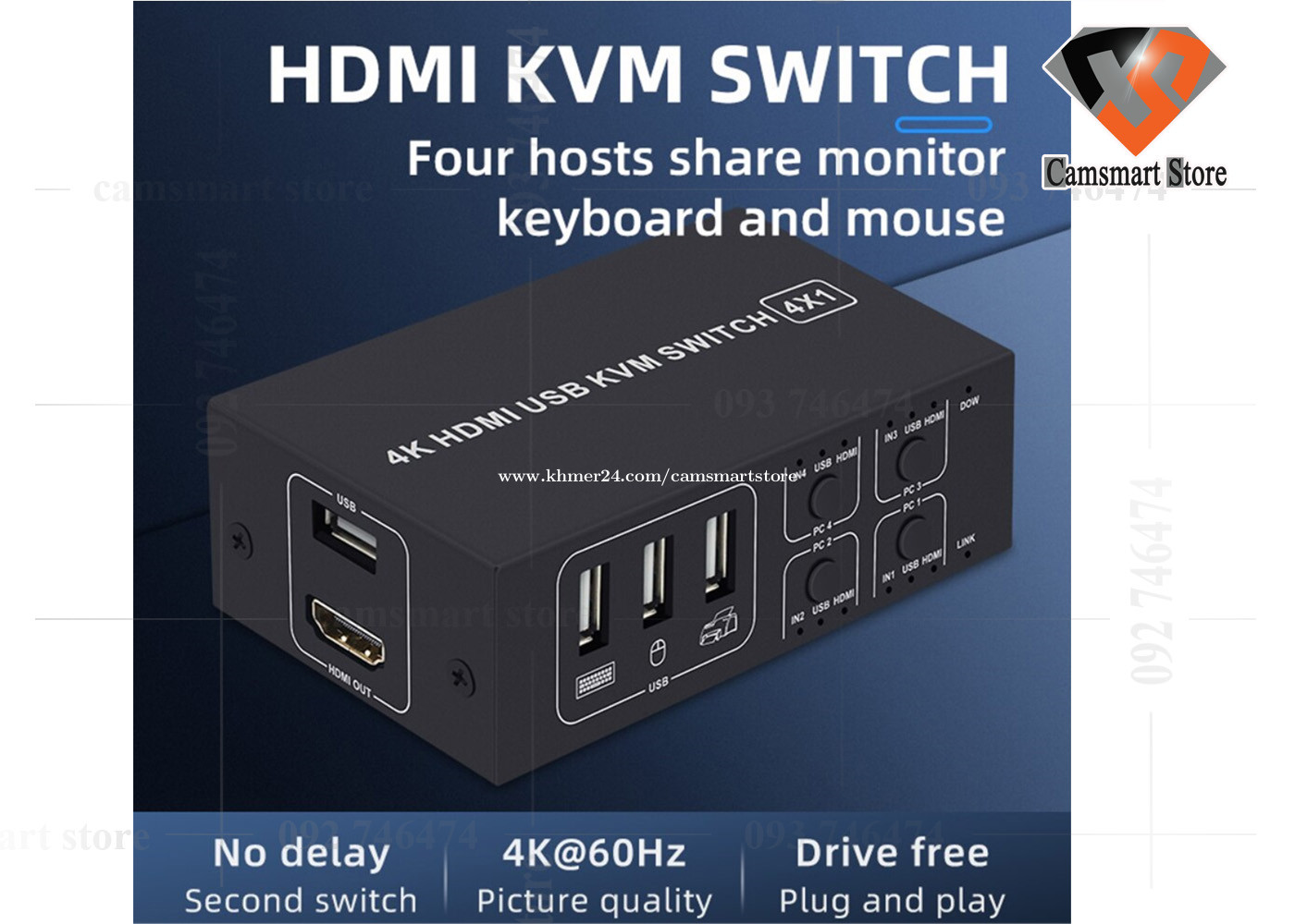 KVM Switcher Stable Hub 4K USB Port Sharing Ultra HD Professional Price  $50.00 in Phnom Penh, Cambodia Camsmart Store