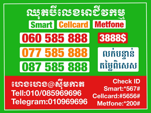 លេខVIPមានតែ១ឈុត ពិសេសសម្រាប់អាជីវកម្មរបស់អ្នក មិនងាយរកបាន