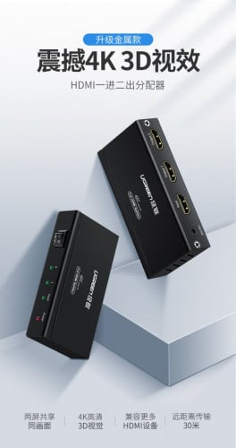 UGREEN HDMI Splitter 1x2Ports, 1x4Ports 40201 40202