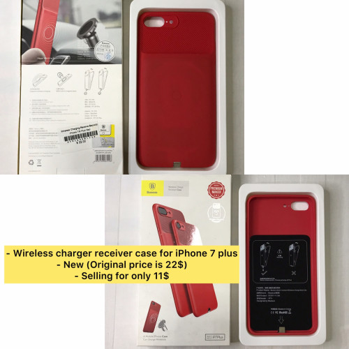 Wireless charger receiver case Iphone 7 & 8 plus Price 10.00 in Phnom