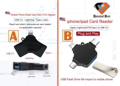 USB3.0 to otg Type-c for iphon i pad Camera Mouse Microphone Pendrive Converter OTG adaptador