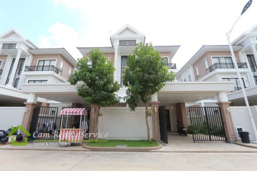 4 bedrooms gated twin villa for rent near ISPP, Hun Sen Blvd