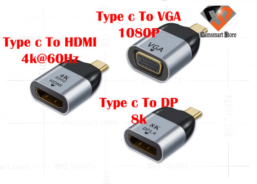 Type-C To Hdmi/Vga/DP/RJ45/Mini DP HD Video Converter Adapter Cable 4K 8K@60Hz 