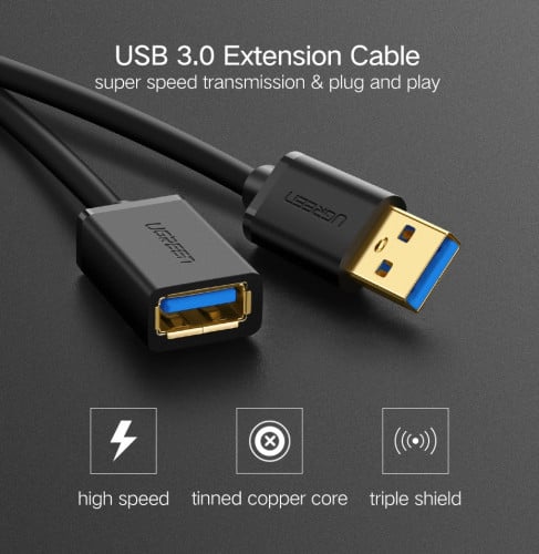 UGREEN USB 3.0 Extension Male Cable 1.5m 3m 5m 30126 30127