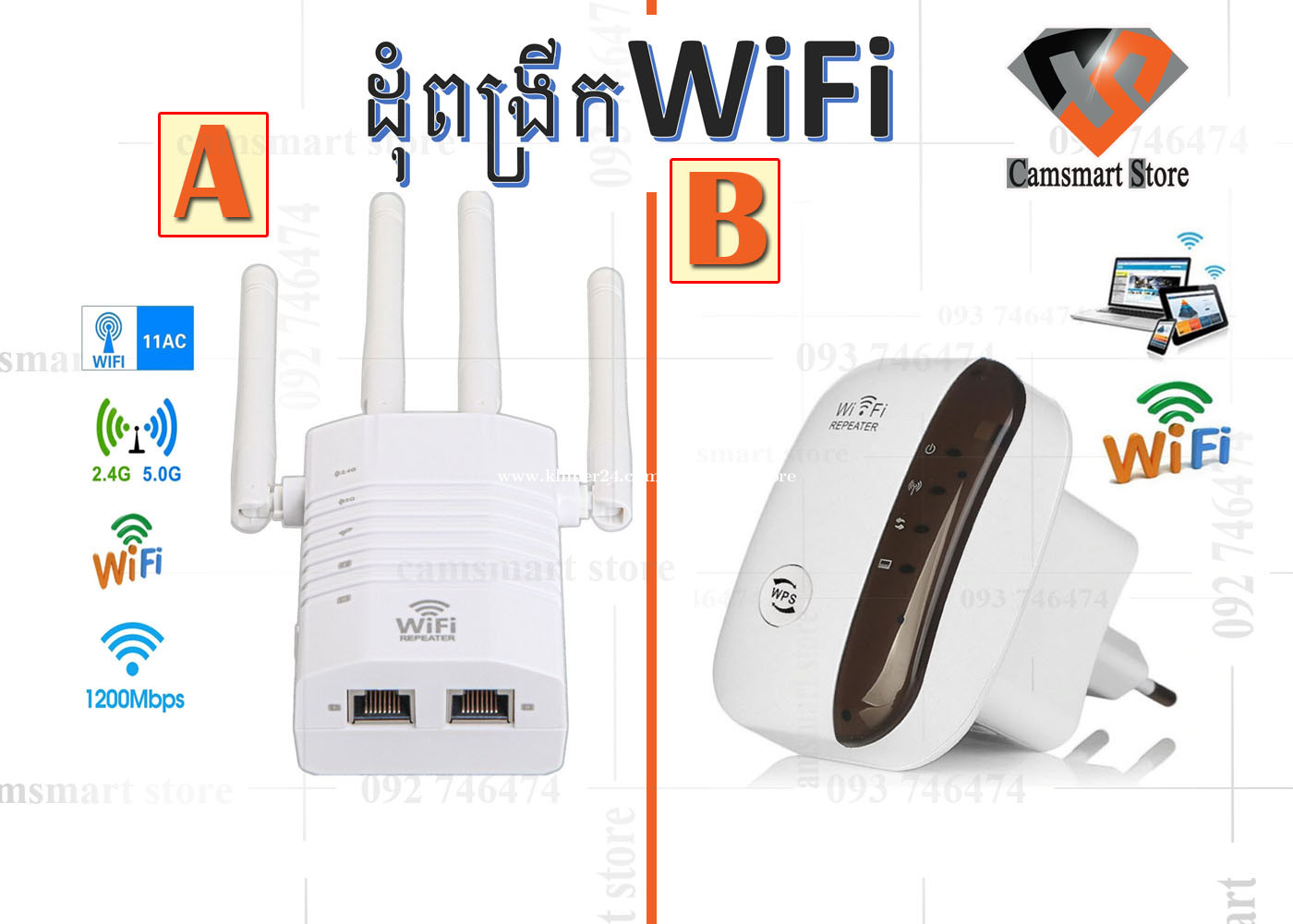 300Mbps WiFi Range Extender / Repeater – Booster With Ethernet Port, 2.4GHz, Plug And Play, White