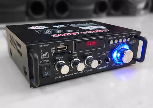 Mini amplifier 300W+300W & 250W+250W 2.0 channel stereo មានវិទ្យុ មាន USB, Bluetooth...គុណភាពល្អ