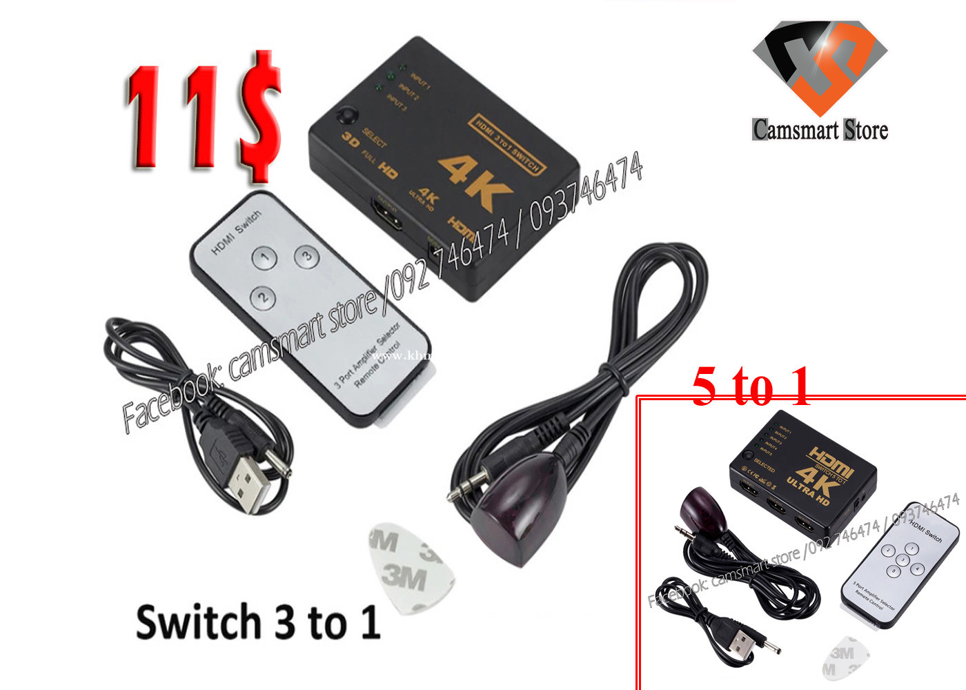 Mini HD1080P 3 5 Port HDMI Switch Selector Splitter Price $11.00 in Phnom Penh, Cambodia - Camsmart Store | Khmer24.com