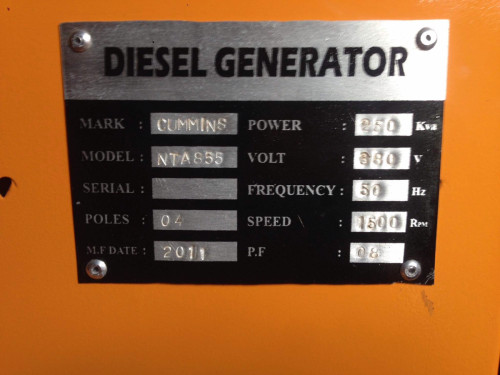 Generator 250Kv for sale