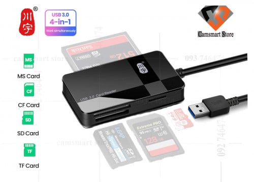 USB 3.0 Card Reader,5Gbps 4 in 1 TF CF MS Secure Digital Memory Card Reader