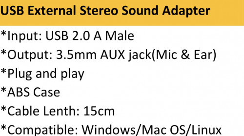 USB External Stereo Sound Adapter