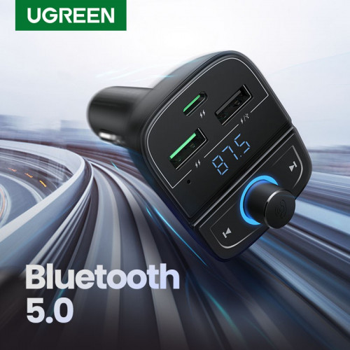 UGREEN FM & Bluetooth 5.0 Transmitter&Car Charger +TF  Slot (Hands-Free Calls)   80910