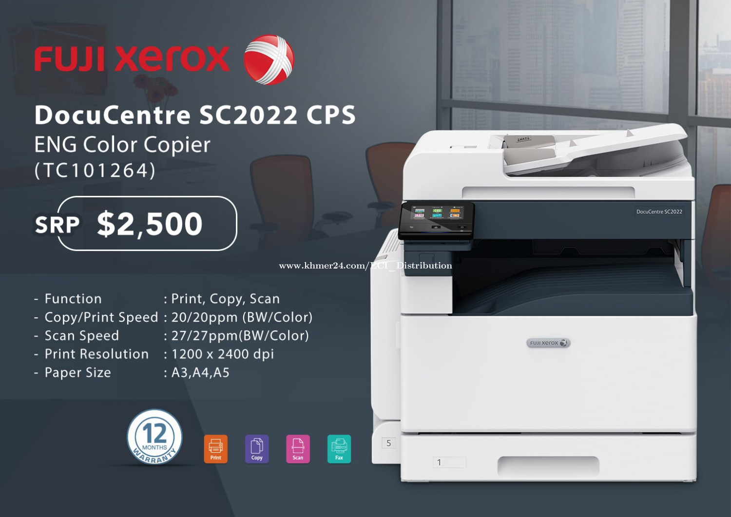 Fuji Xerox DocuCentre SC2022 Price 2500.00 in Phnom Penh, Cambodia