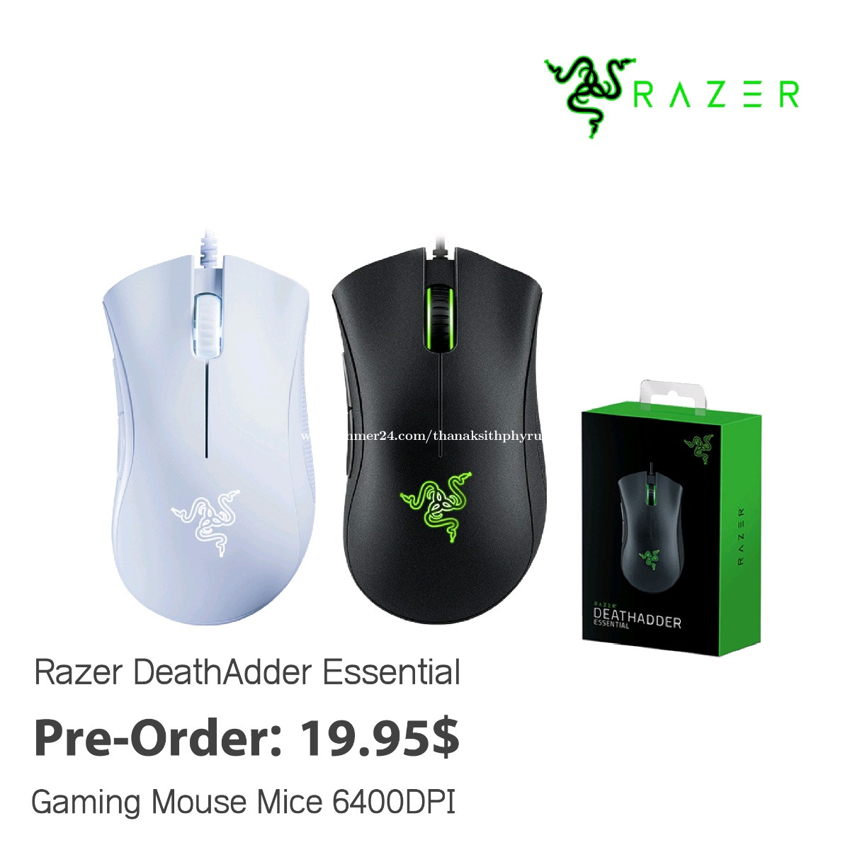 Razer DeathAdder Essential Gaming Mouse Mice 6400DPI Price 19.95 in