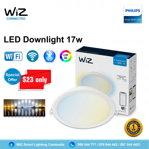 WiZ LED Downlight 17W (Smartlight)- អំពូលជាប់ពិដានឆ្លាតវៃ LED 17វ៉ាត់