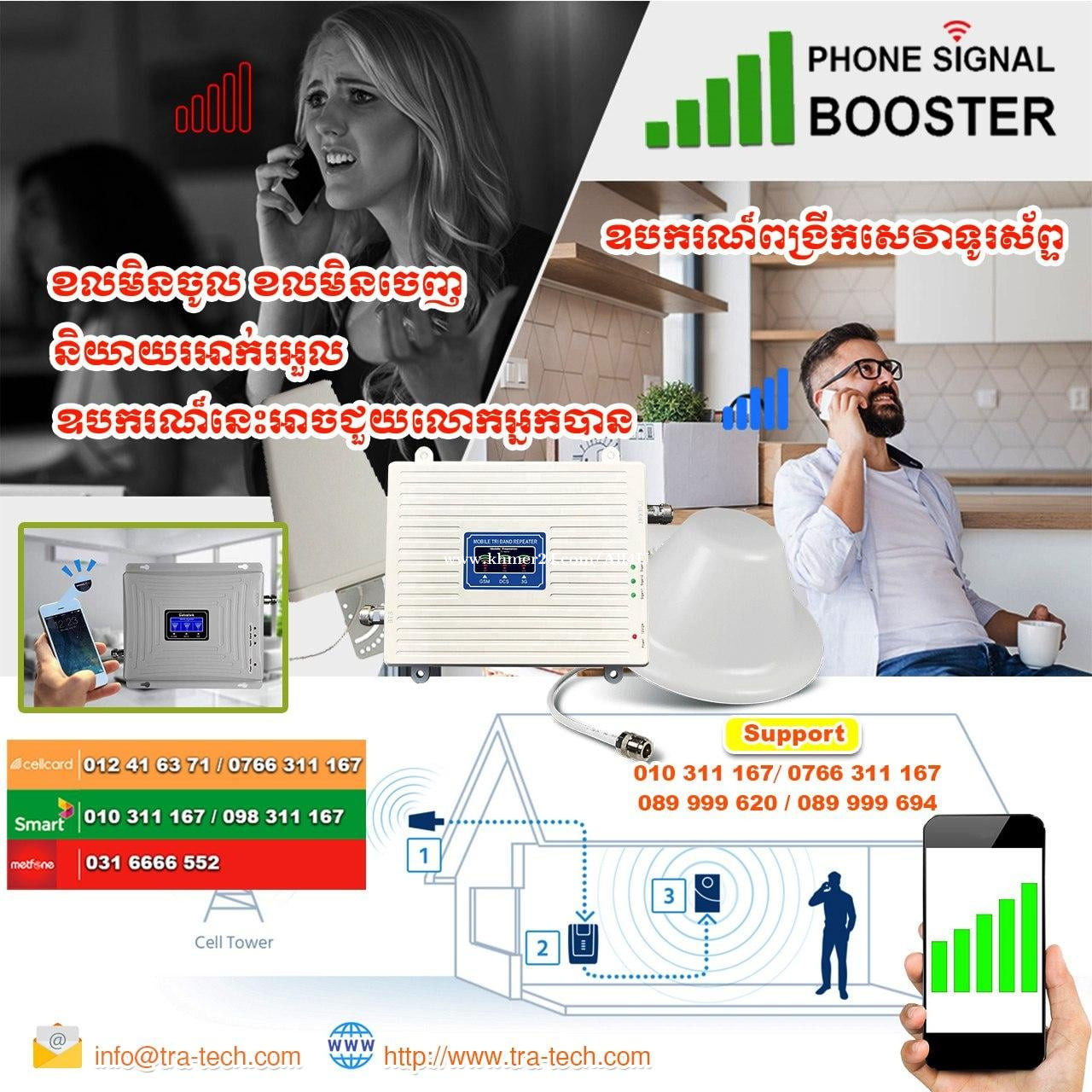 ឧបករណ៍ជំនួយសេវាទូរស័ព្ទ Mobile Phone Signal Booster Price 125.00 in