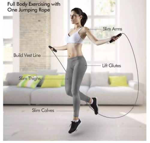 ខ្សែលោតអញ្ទាក់ រឹងមាំ Jumping rope comfortable grip for exercise to burn energy.