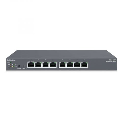 EnGenius WiFi Cloud ECS1008P 8-Port Gigabit PoE Switch with 55W Budget