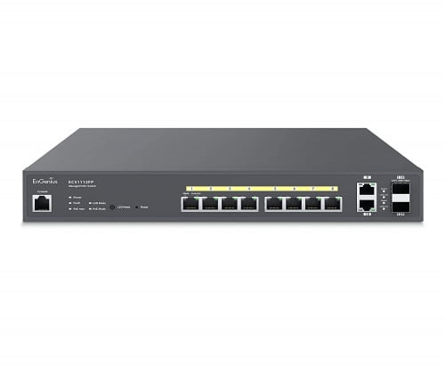 EnGenius WiFi Cloud ECS1112FP 8-Port Gigabit PoE+ Switch with 130W Budget, 2 GbE & 2 SFP