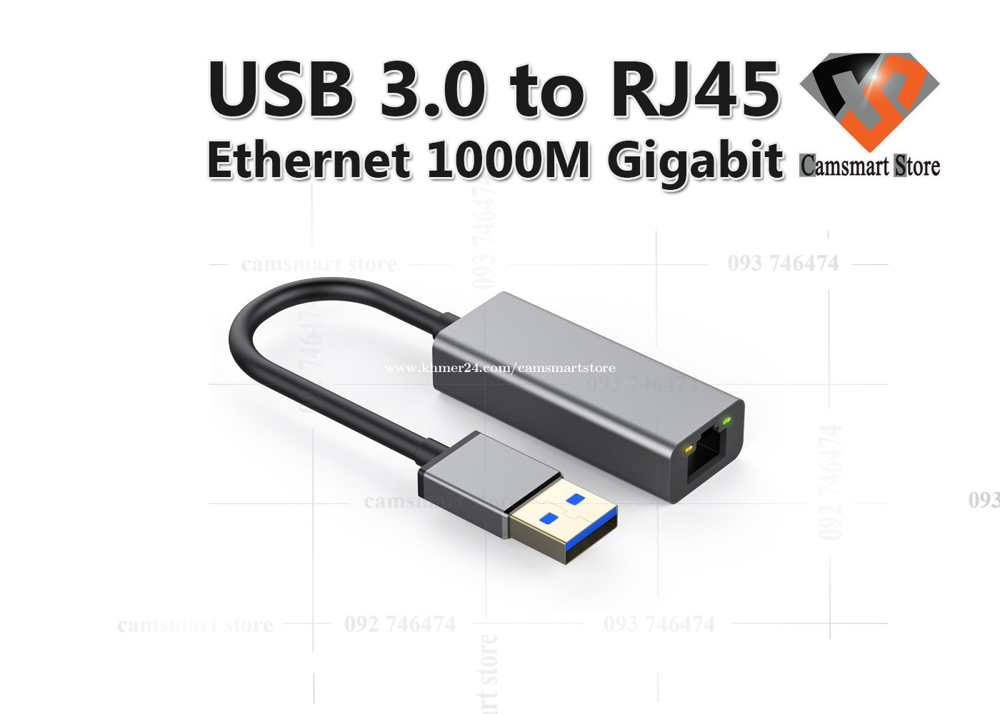 USB 3.0 to RJ45 Card Lan Adapter 10/100/1000 Mbps Ethernet Adapter Price $13.00 in Phnom Penh, - Camsmart Store | Khmer24.com