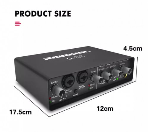 សោនកាតសំរាប់ប្រេីក្នុងស្ទូឌីយូថតច្រៀងឬឧបករណ៏តន្រ្តី RIWORAL Q-24 Sound card Professional