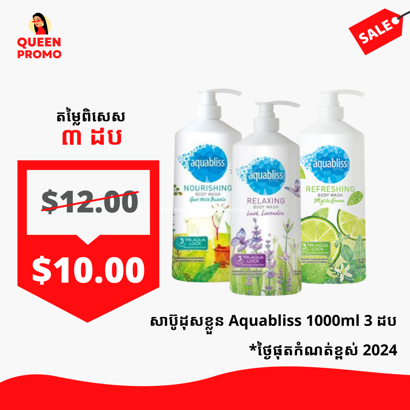សាប៊ូដុសខ្លួន Aquabliss ៣ ដប Price 10.00 in Phnom Penh, Cambodia