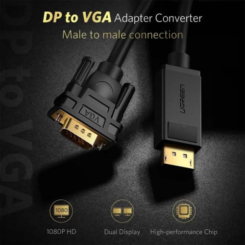 UGREEN  DP Male to VGA Male Cable 1.5m 10247