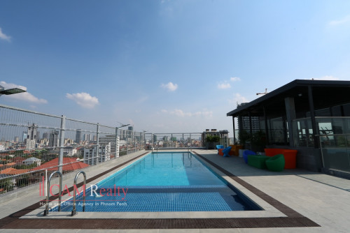 Tuol Kork area| Spacious 1 bedroom serviced apartment for rent| Rooftop pool & Gym