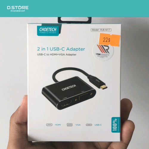 CHOETECH 2 in 1 USB-C to HDMI and VGA Adapter (Model : HUB-M17)