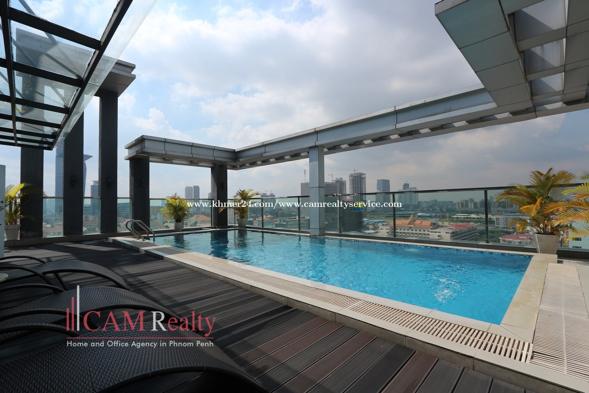 Wat Phnom area| Modern style 1 bedroom apartment for rent | Pool &amp; Gym