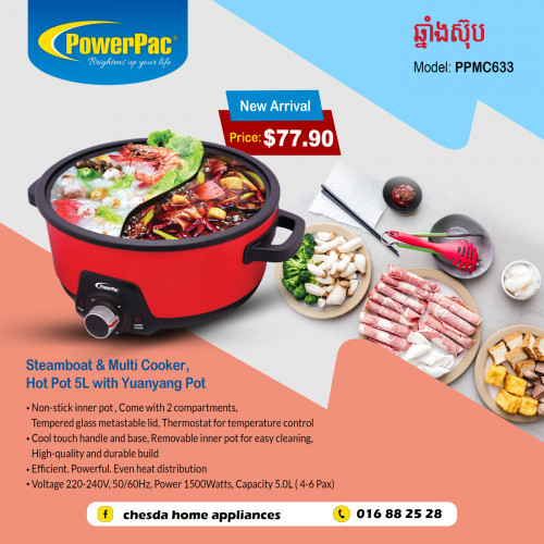 Steamboat & Multi Cooker, Hot Pot 5L 